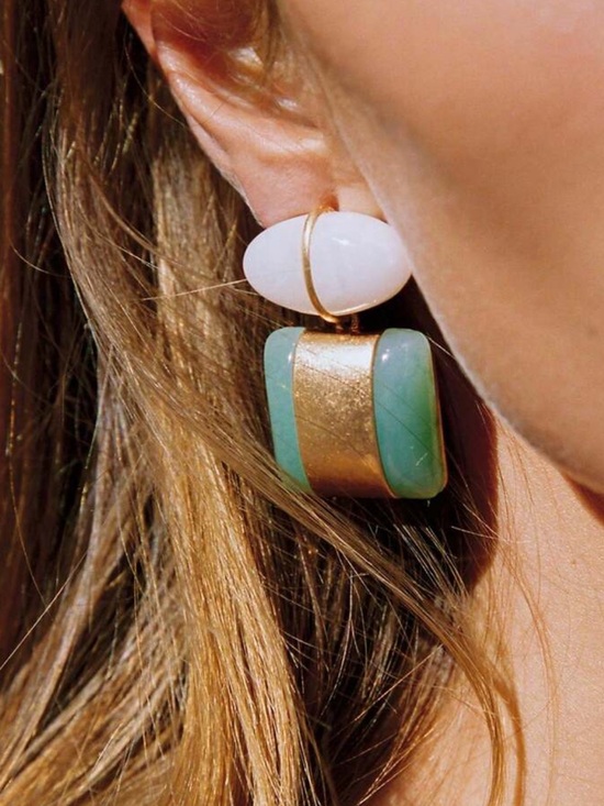 Zara Jewelry - Gold and Mint Green Stone Drop Earrings R698